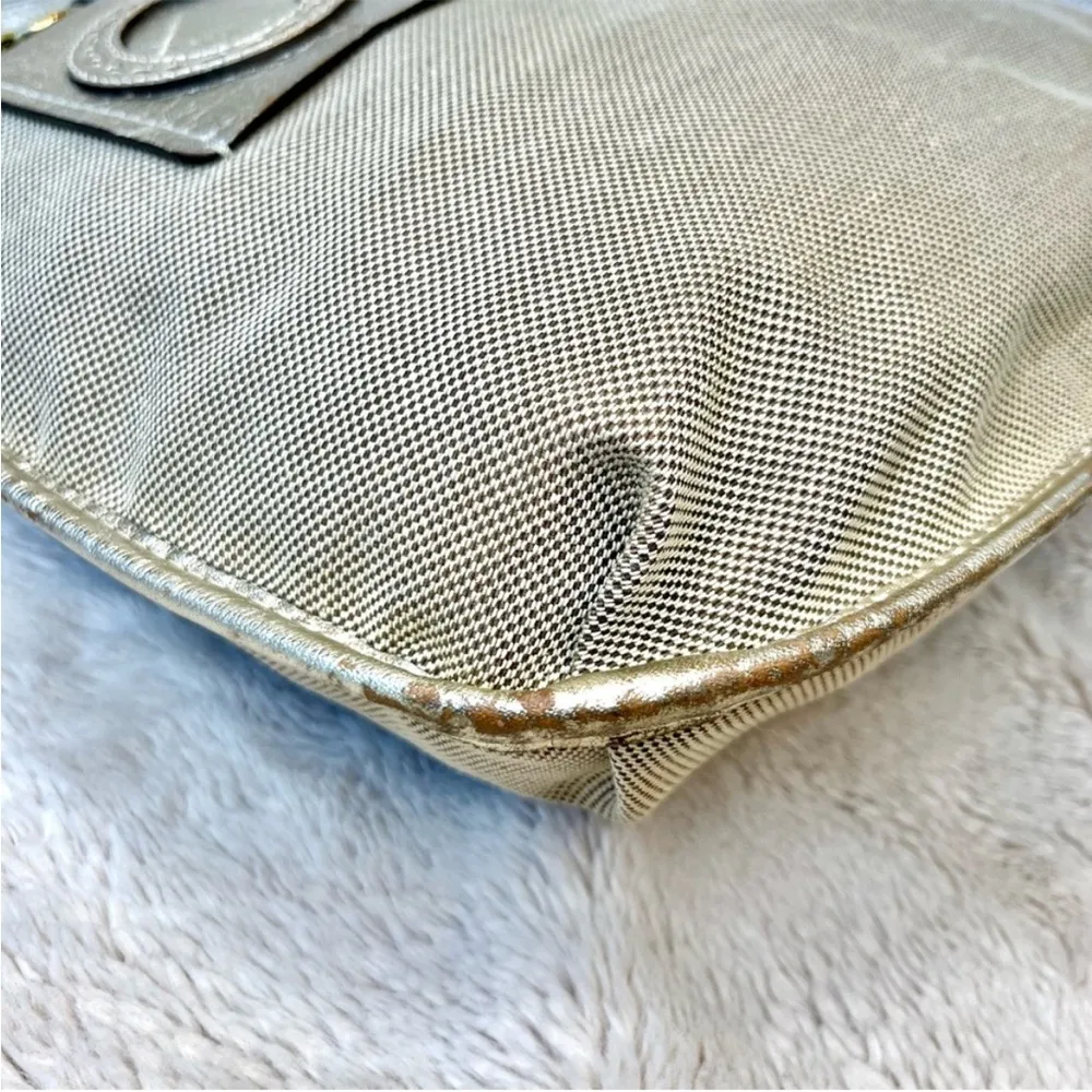 Chloe Metallic Gold Harley Canvas & Leather Shoulder Bag - Image 10