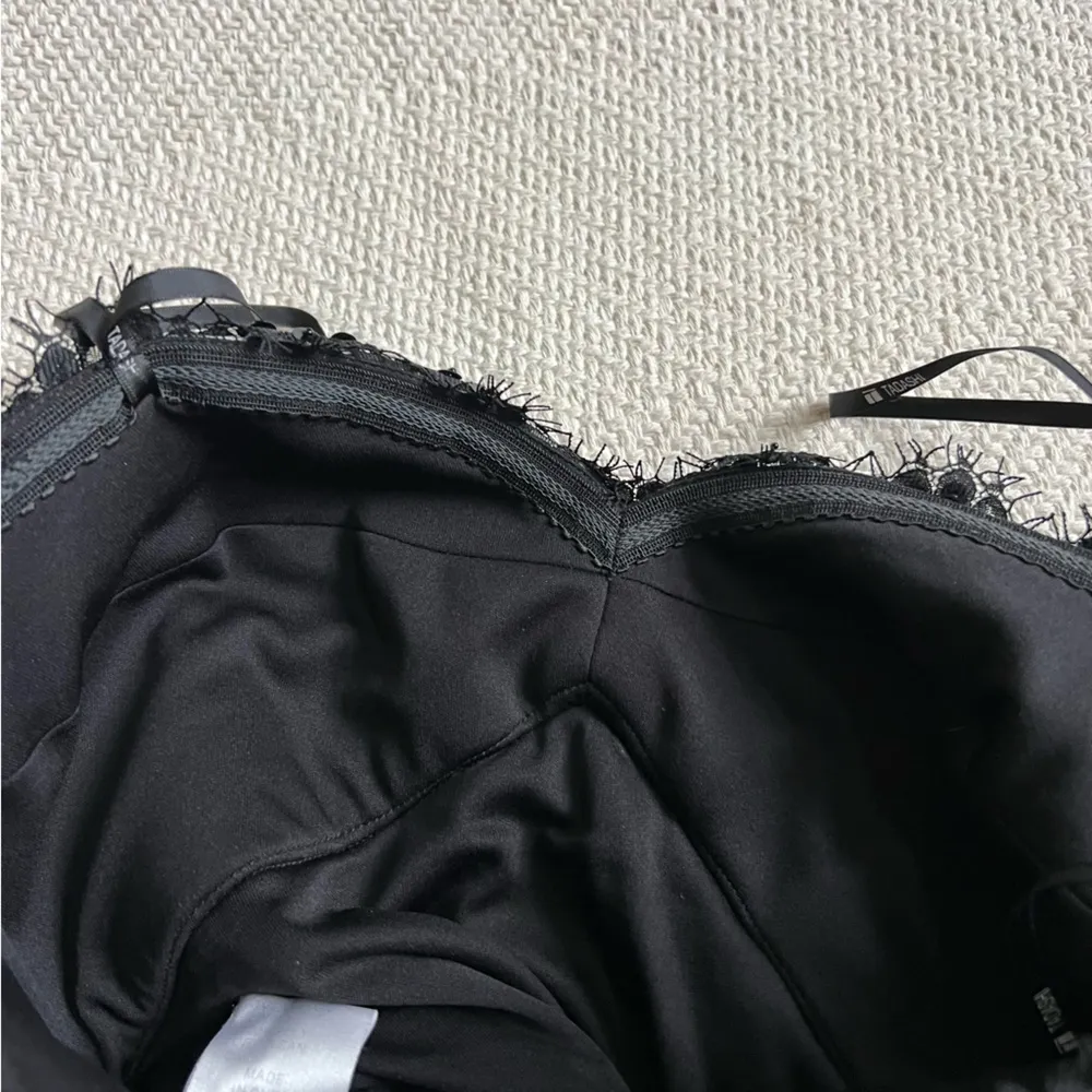 Tadashi Collection Black Draped Silk Floor Length Strapless Cocktail Dress sz 4 - Image 10