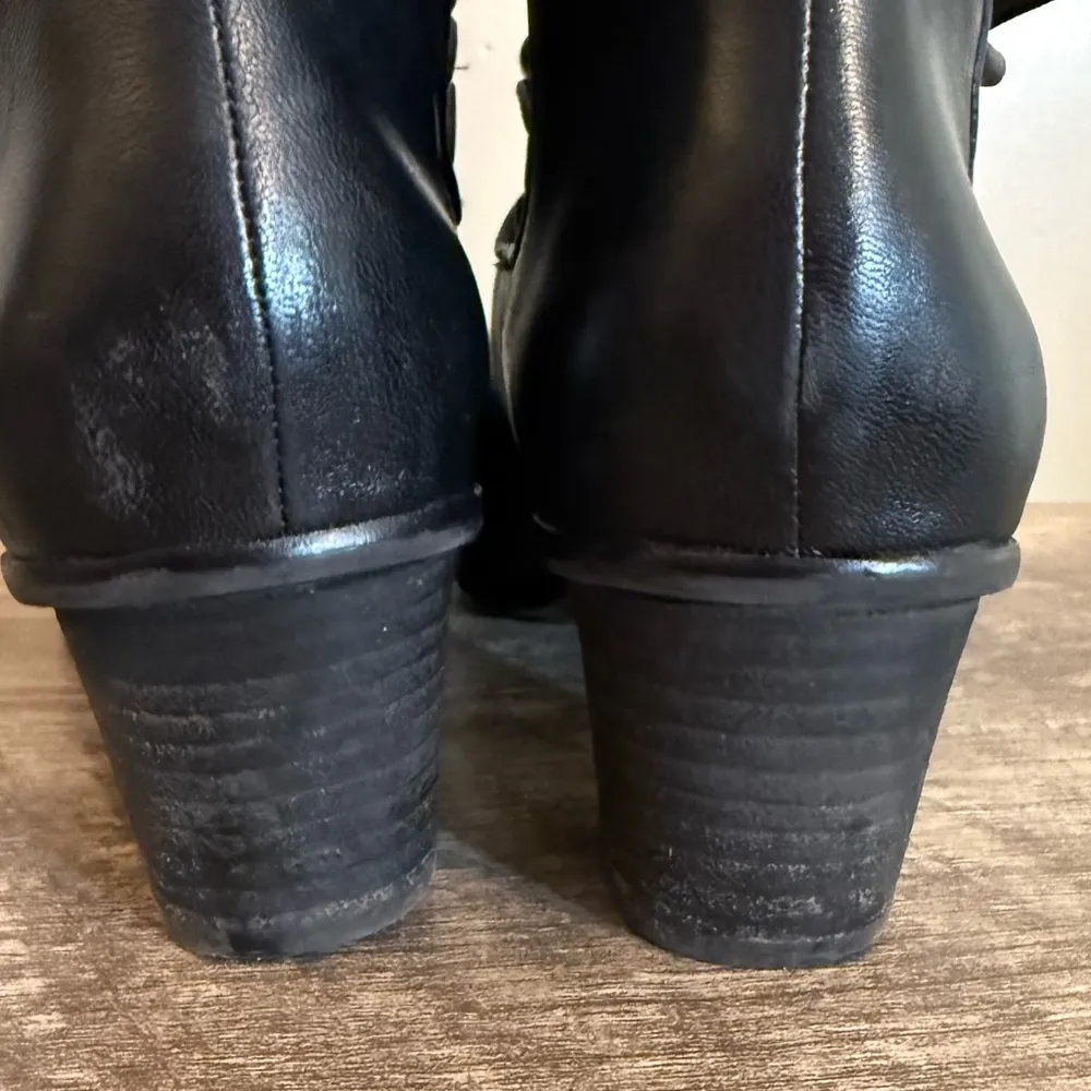 Lori Goldstein Buttery Soft Black Leather Ruffle Trim Ankle Boots Booties SZ 9.5 - Image 10