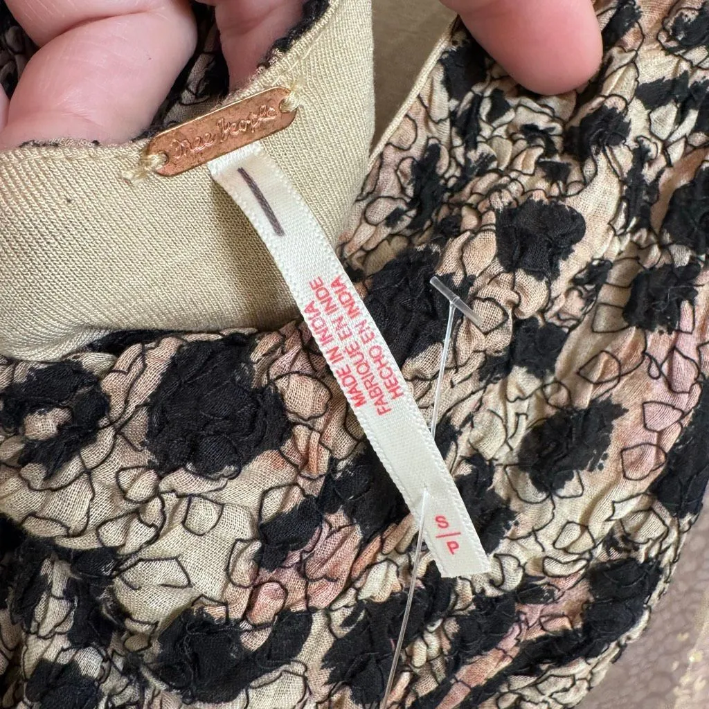 Free People Marigold Black Cheetah Print Stretch Mini Dress Small NWOT - Image 4