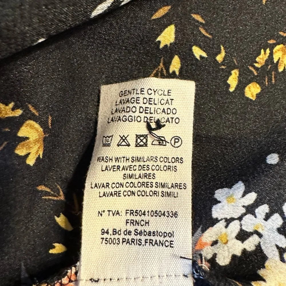 FRNCH The Amaria Floral Dress in Black Floral size Small Short Puff Sleeves NWT - Image 15