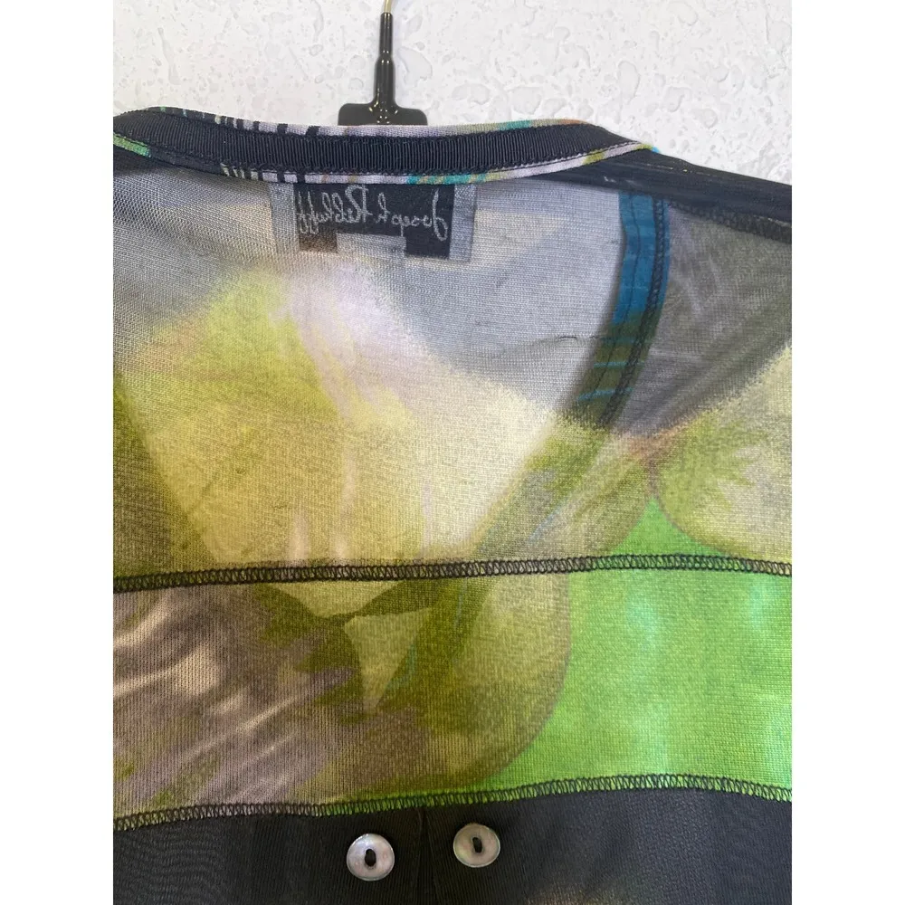 Joseph Ribkoff Sheer Black Blue Button Tunic Sz S Abstract Long Sleeve Cover Up - Image 7