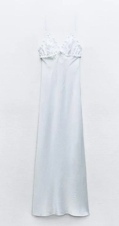 Zara dress white midi ruffled satin lingerie bodycon fitted wedding - Image 13