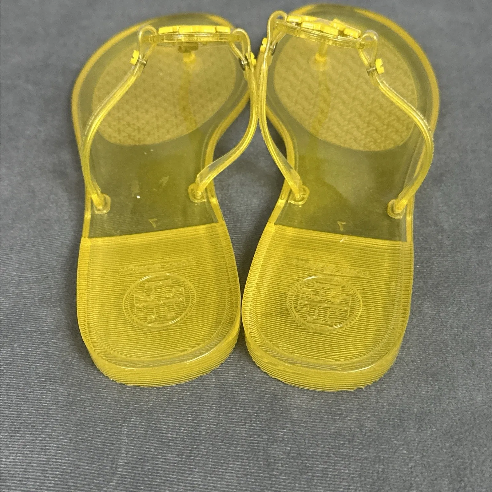 Tory Burch Mini Miller Jelly Flip Flop Thong Sandals Citrus Yellow Women's 7 - Image 4