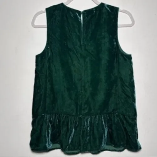 J Crew Velvet Peplum Top Emerald Green Sleeveless Women Size 2 - Image 4