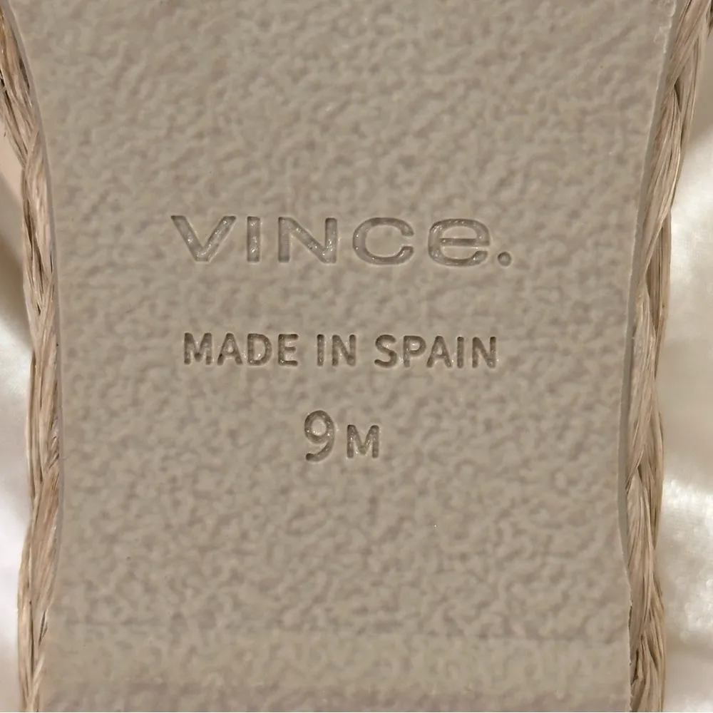 Vince Gilian Espadrille Sandal Wedge Raffia Leather Marble Cream Size 9 New - Image 9