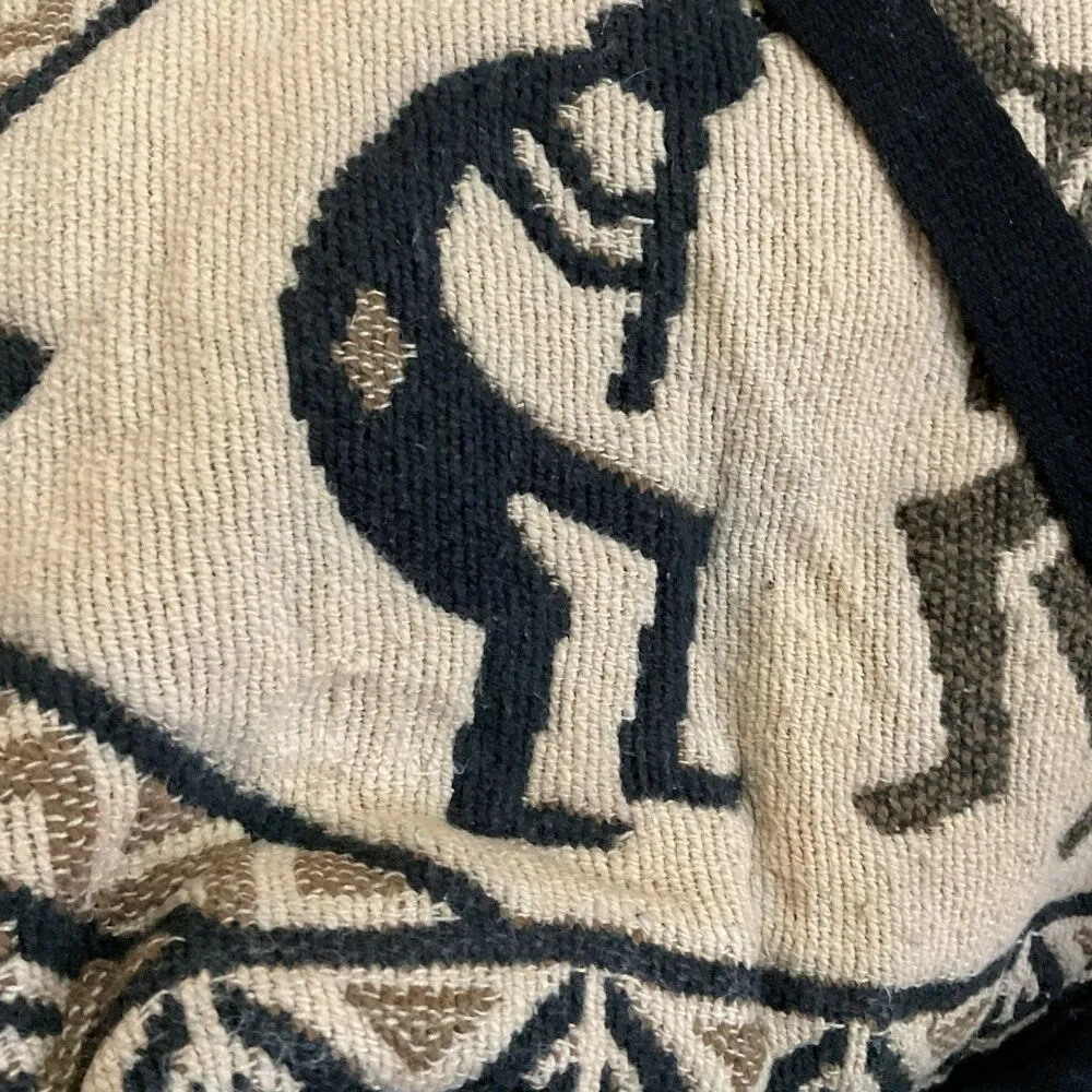 El Paso Saddle Blanket Bag Women's Black Cotton Stencil Purse Large Kokopelli - Image 8