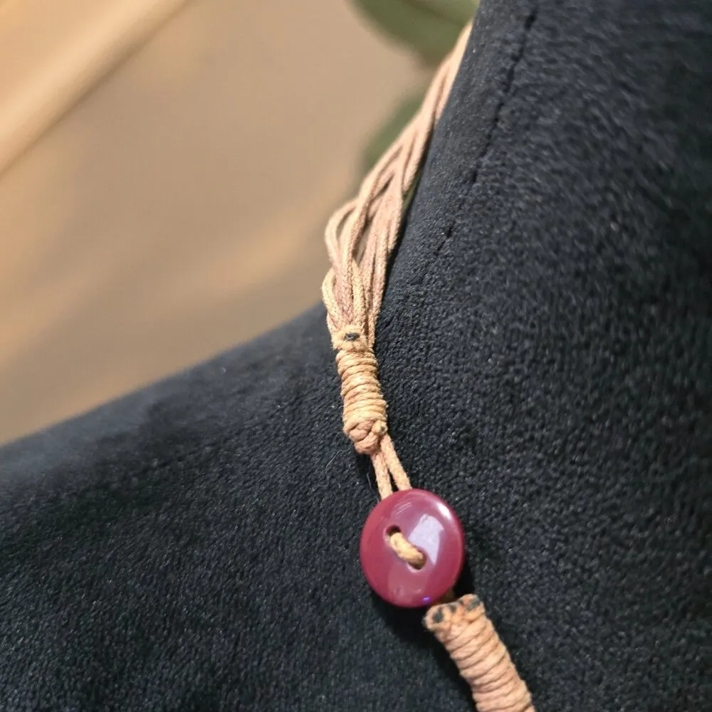 Women Fashion Orange Flowers & Plants Beaded Pendants Necklace with Button Clasp - Image 6