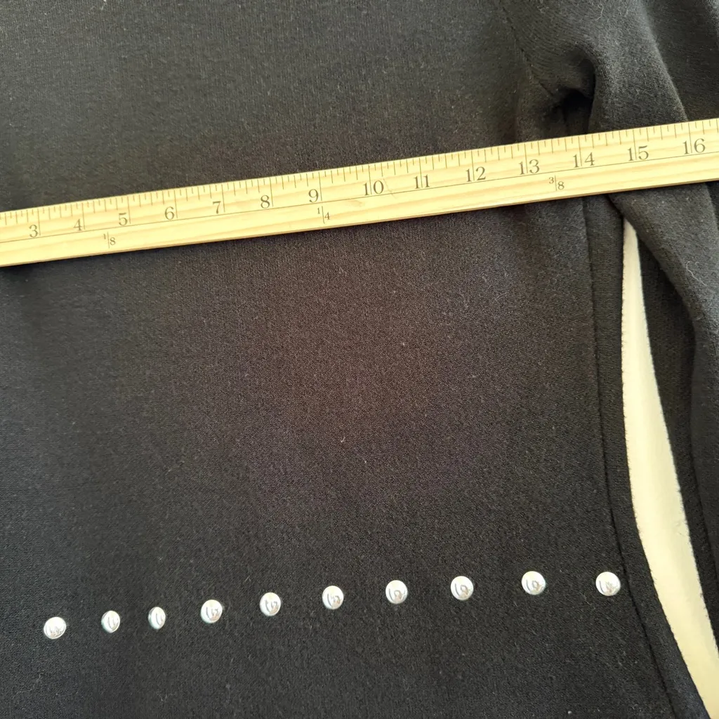 Bohme Hailey Studded feminine Midi Dress size S Long Sleeve Black Pearl Details - Image 5