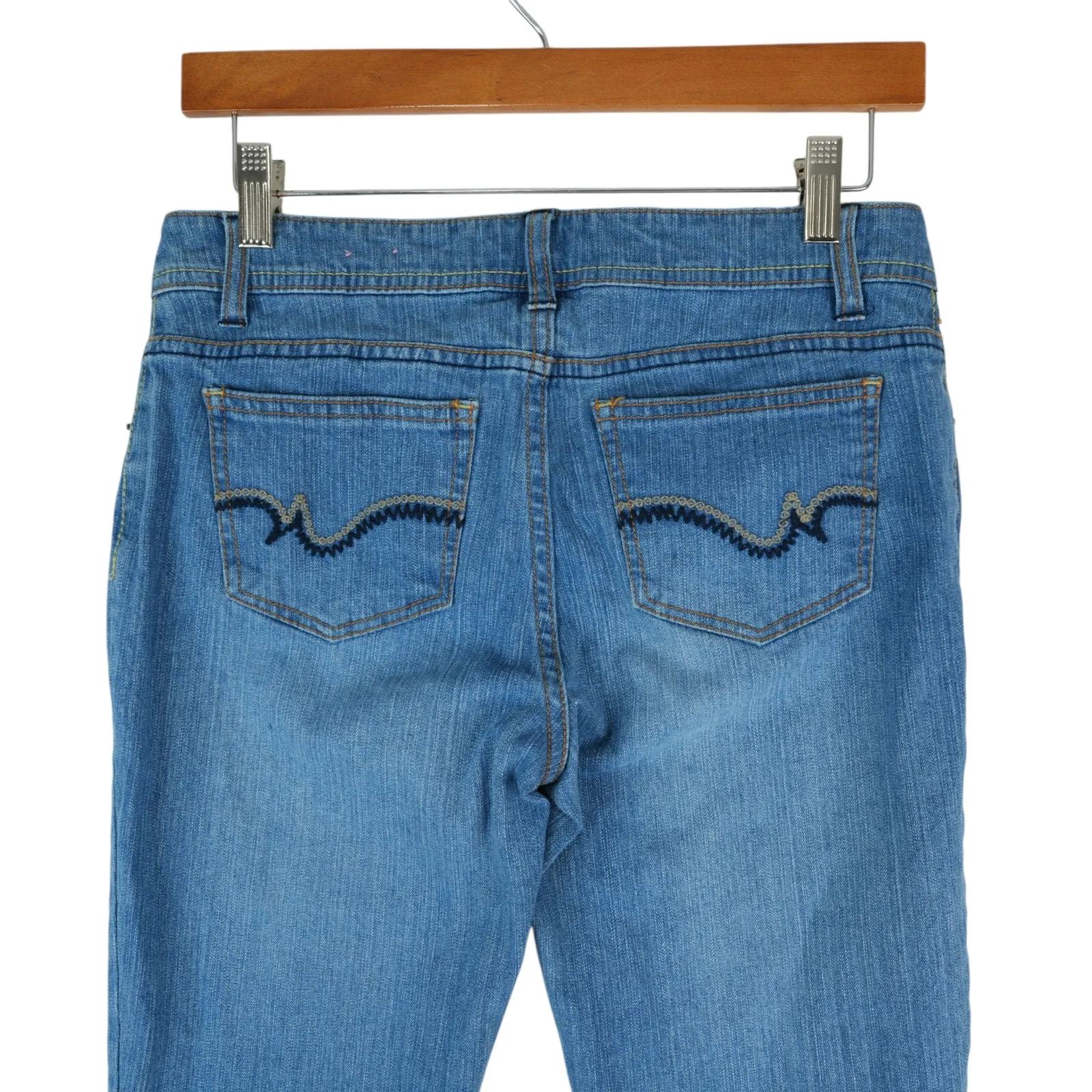 SO Jeans Womens Juniors 3 Long (29x35.) Light Blue Stretch Flare Low Rise Y2K - Image 4