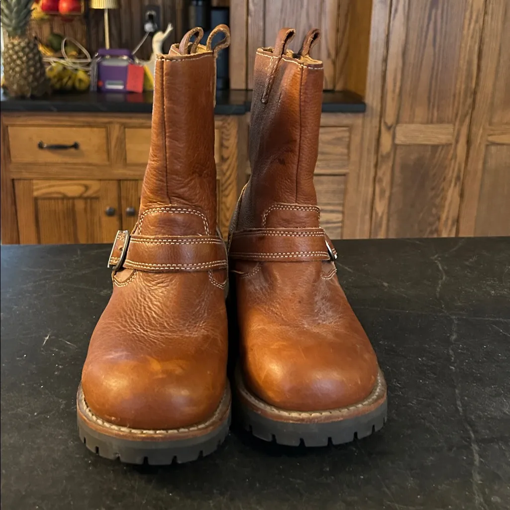 American Eagle Y2K 2000s Leather Chunky Heel Campus Moto Tall Boots 10 - Image 2