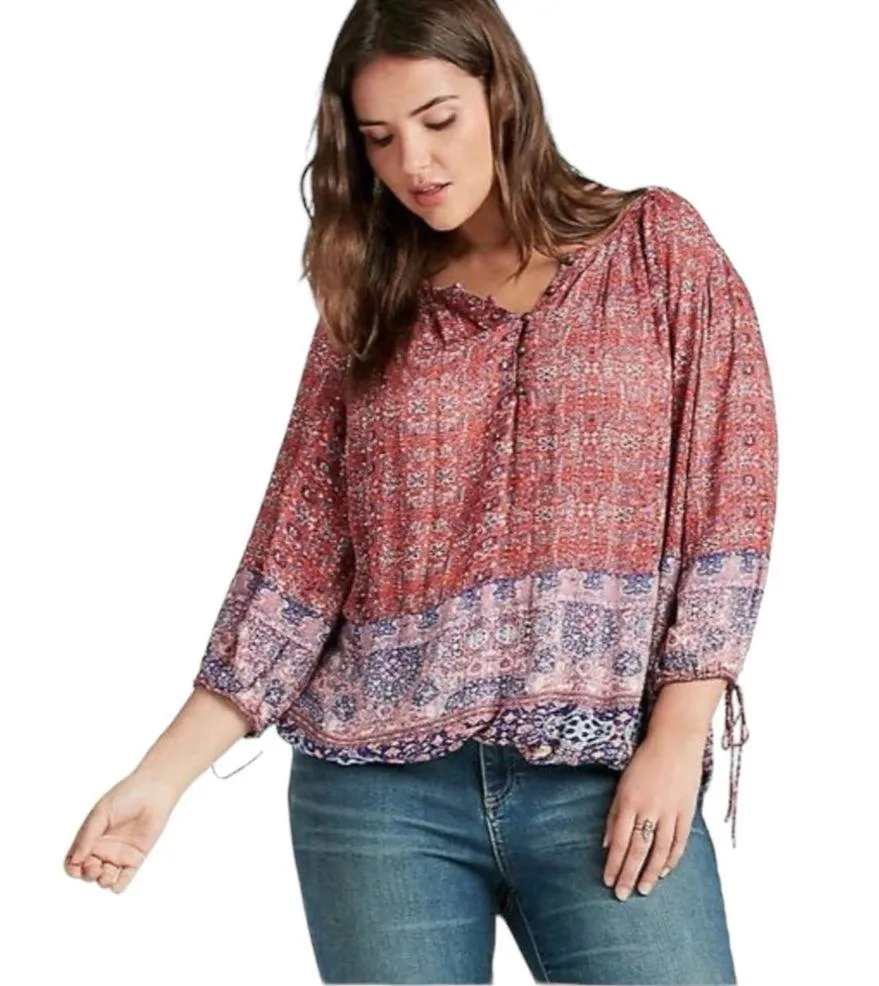 Lucky Brand Long Sleeve Peasant Top size Medium - Image 2