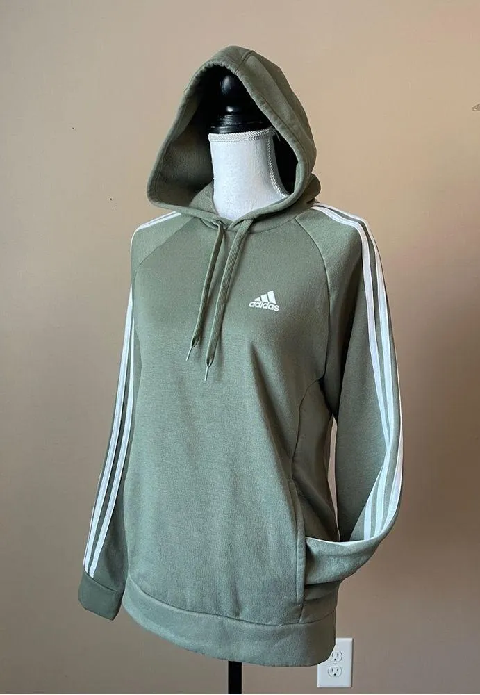 ADIDAS | Olive Green Kangaroo Pocket Hoodie Sweatshirt Sz S - Image 4