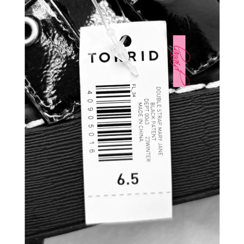 Torrid Double Strap Mary Jane Black Patent Faux Leather Edgy Chunky Lug Sole 6.5 - Image 12
