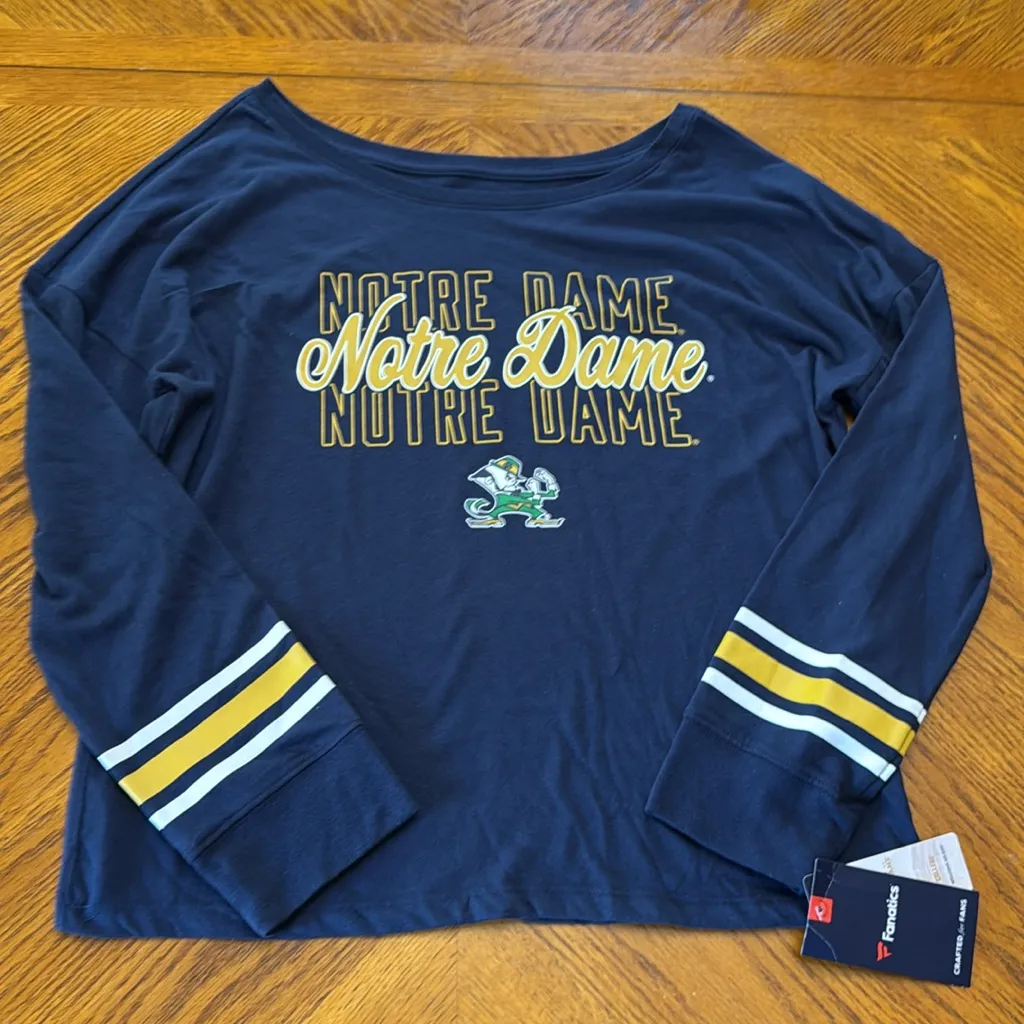 Fanatics Notre Dame Fighting Irish Lightweight Boat Neck Long Sleeve T-Shirt - Image 2