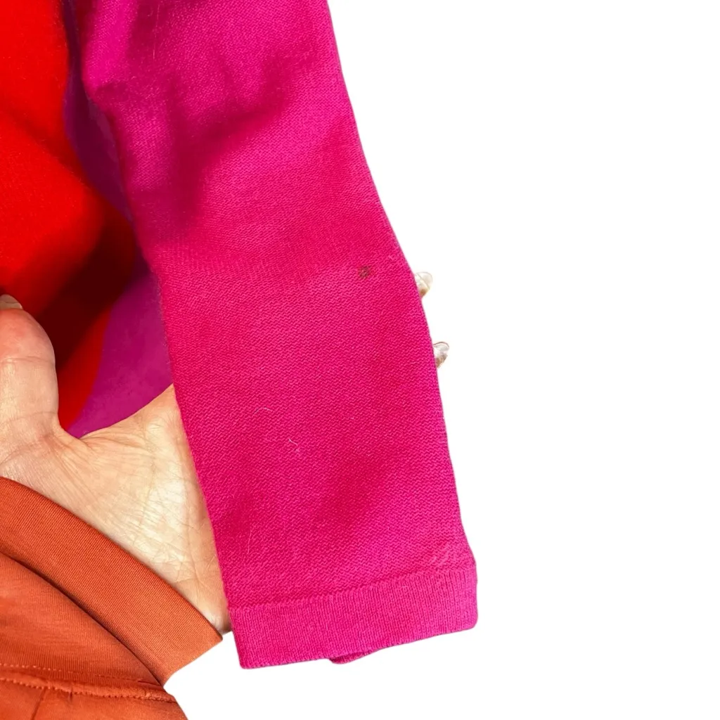 Sonia Rykiel Cashmere Cotton Heart Sweater Pink Red T.L Size L - Image 5