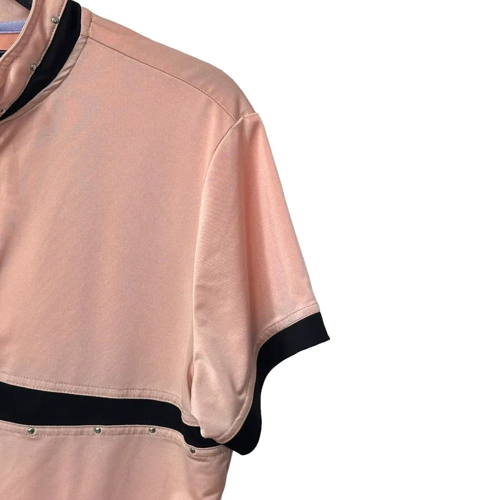 Jamie Sadock Hugger Womens Large Golf Top Shiny Peach Zip Athletic Orange - Image 3