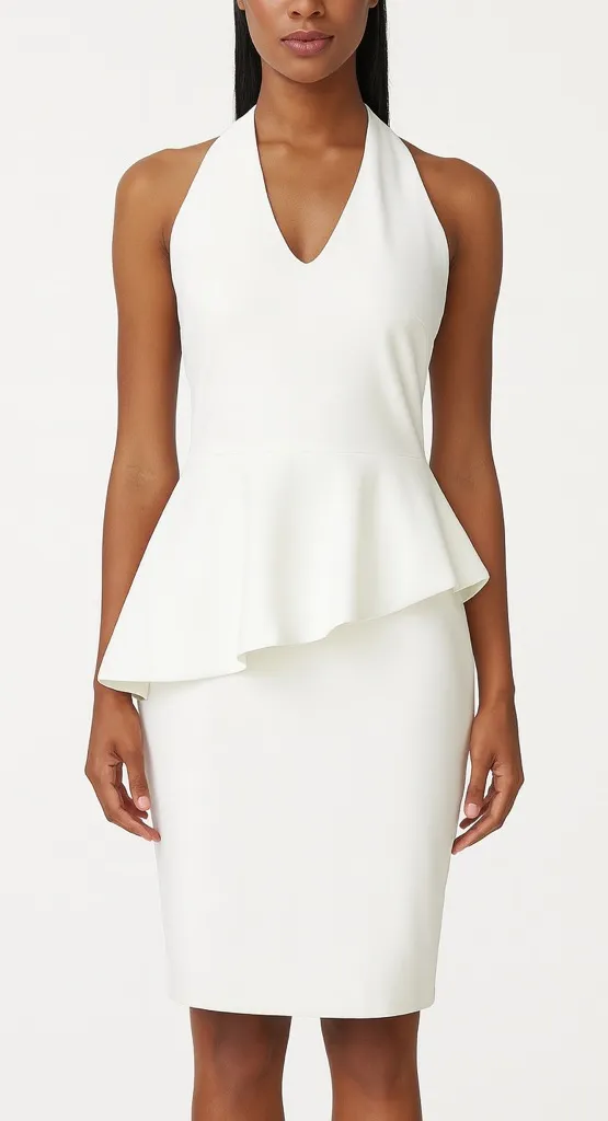 Chiara Boni La Petite Robe White Halter Peplum Dress Women’s Medium Cocktail - Image 1