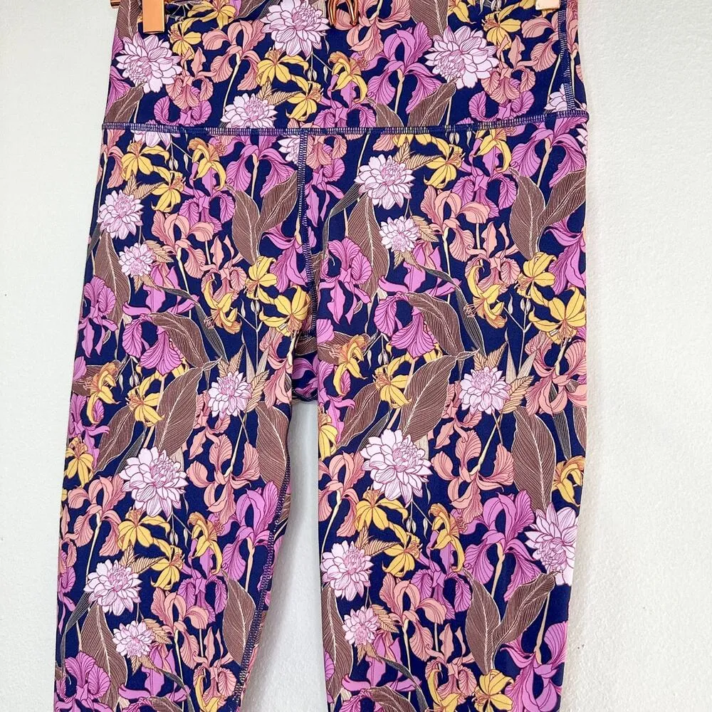 Fabletics Floral Leggings Powerhold Leggings Floral 7/8 Purple Blue Small - Image 2
