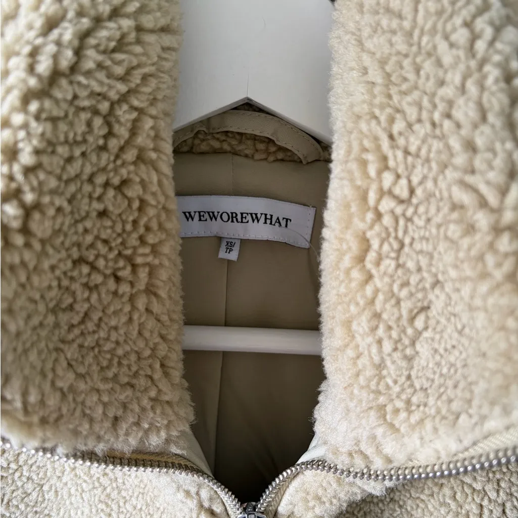 WeWoreWhat khaki Teddy Jacket - Image 4