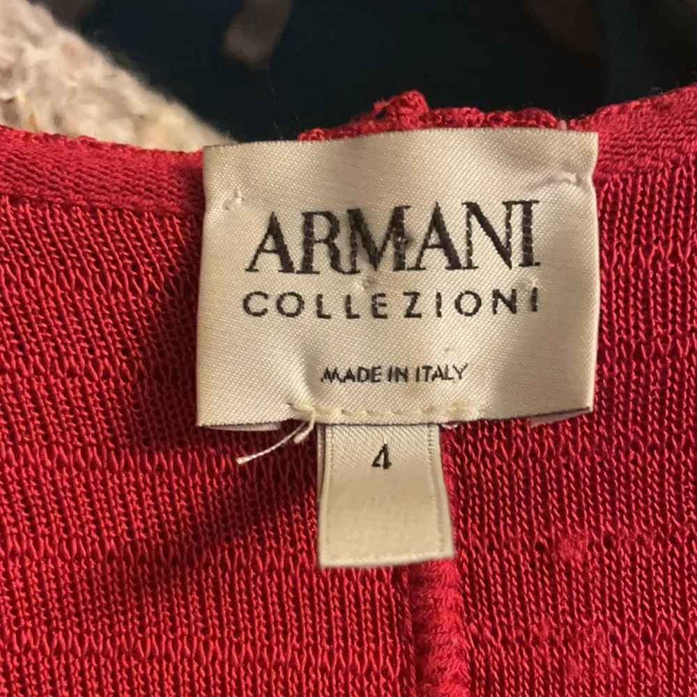 Armani Collezioni Vintage Red Ruffle Button Front Sweater Size 4 - Image 5