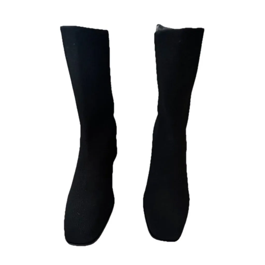 Eileen Fisher Dahlia Knit Stretch Block Heel Ankle Booties Shoes Black Size 10 - Image 3