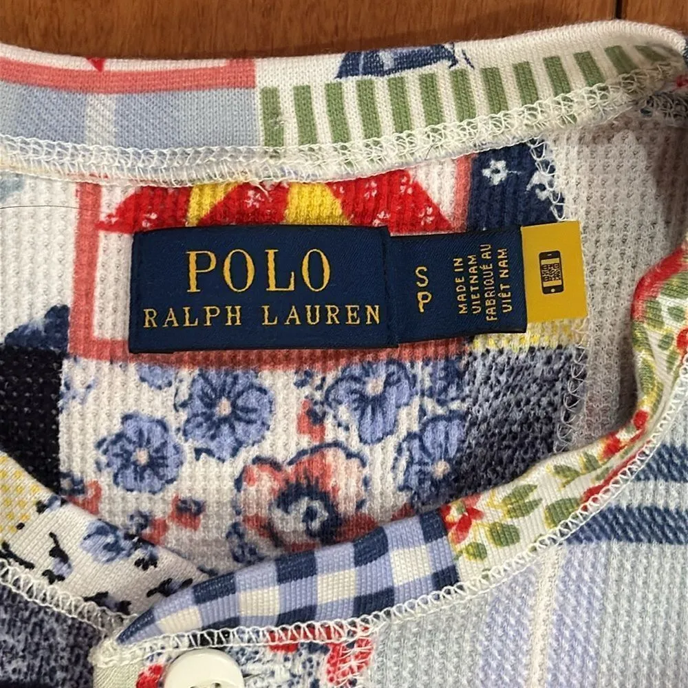 Polo Ralph Lauren Quilt-Print Patches Waffle-Knit Sleeveless Maxi Dress Size SP - Image 4
