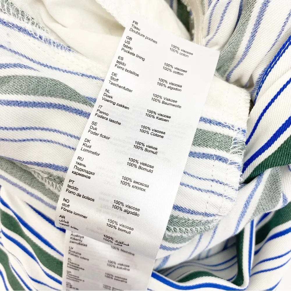 Maje Pando Pandora Striped Twill Relaxed Jumpsuit: Green/White/Blue Faux Wrap - Image 12