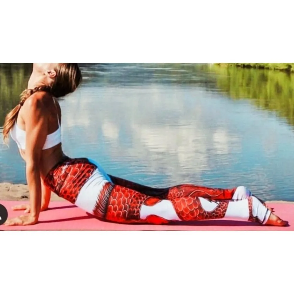 Arthletic Asian Dragon Chinese Japanese Oriental High-Rise Waist Waisted Legging - Image 4