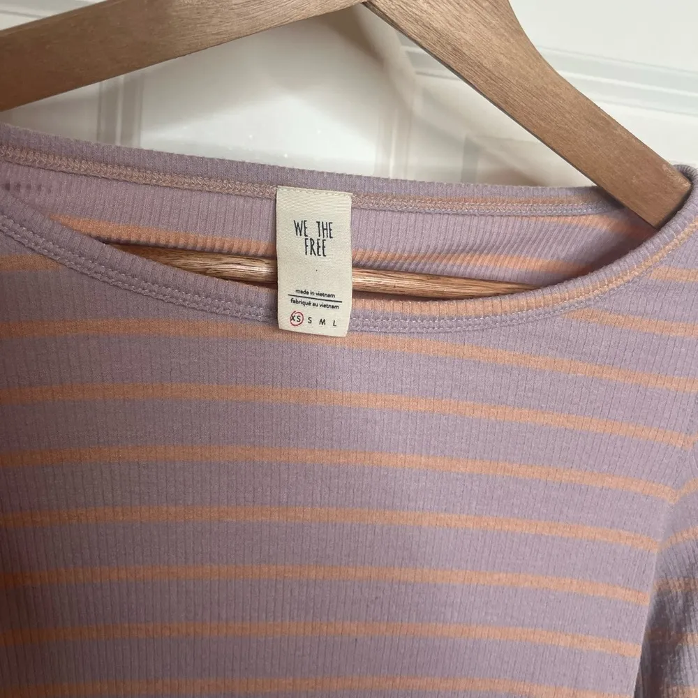 We The Free / Free People Good Find Striped Bell Sleeve Lettuce Hem Blouse - Image 8