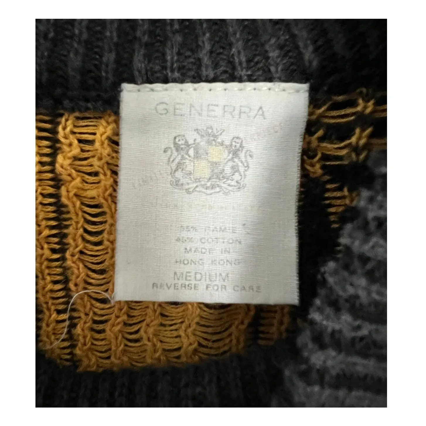 Vintage Generra 80s Graphic Chessboard Mockneck Sweater Black & Mustard Knit M Size M - Image 3