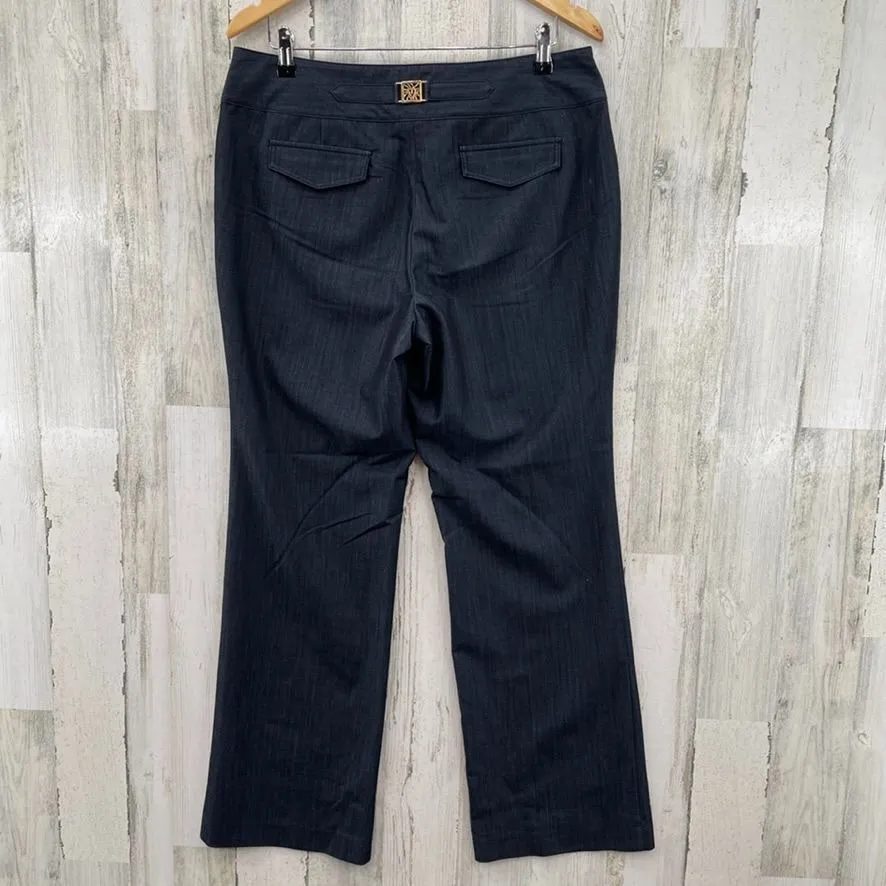 Ann Klein Dress Pants Womens 10 Gray Polyester Viscose Straight Leg Slit Pockets - Image 4