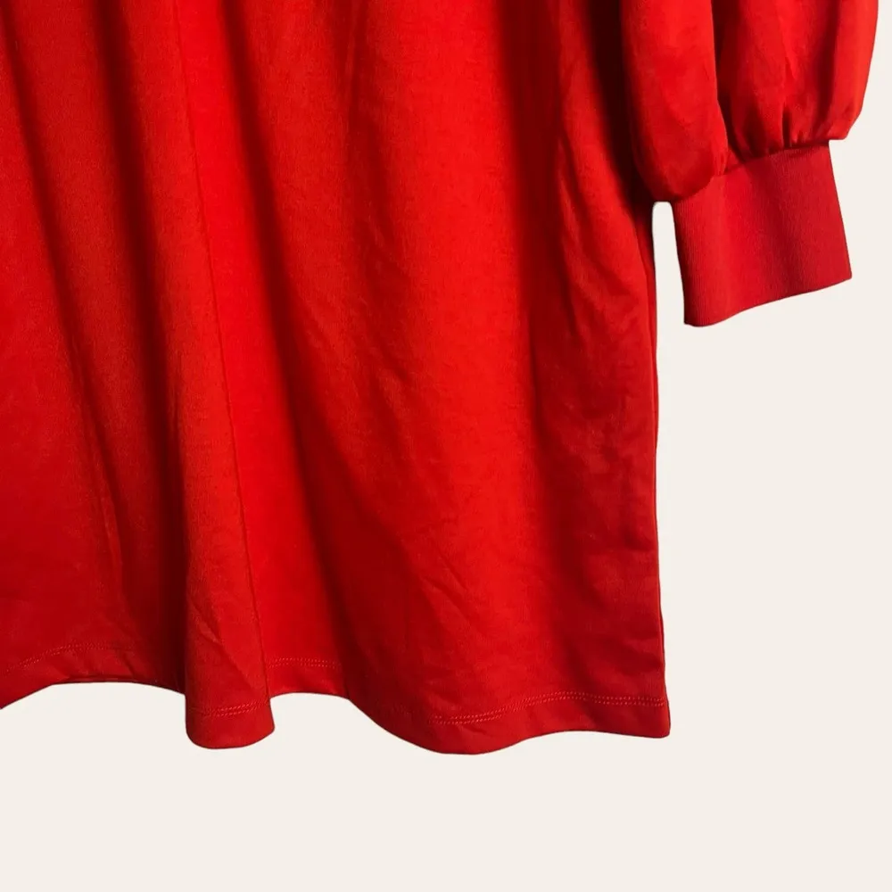 Who What Wear Red Long Sleeve Ruffled Mock Neck Sweater Dress Size L - Image 7