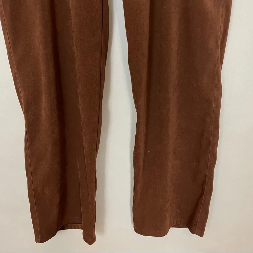 Nomadic Traders Pants Women Brown Faux Suede Texture Straight Leg Size 8 Stretch - Image 4