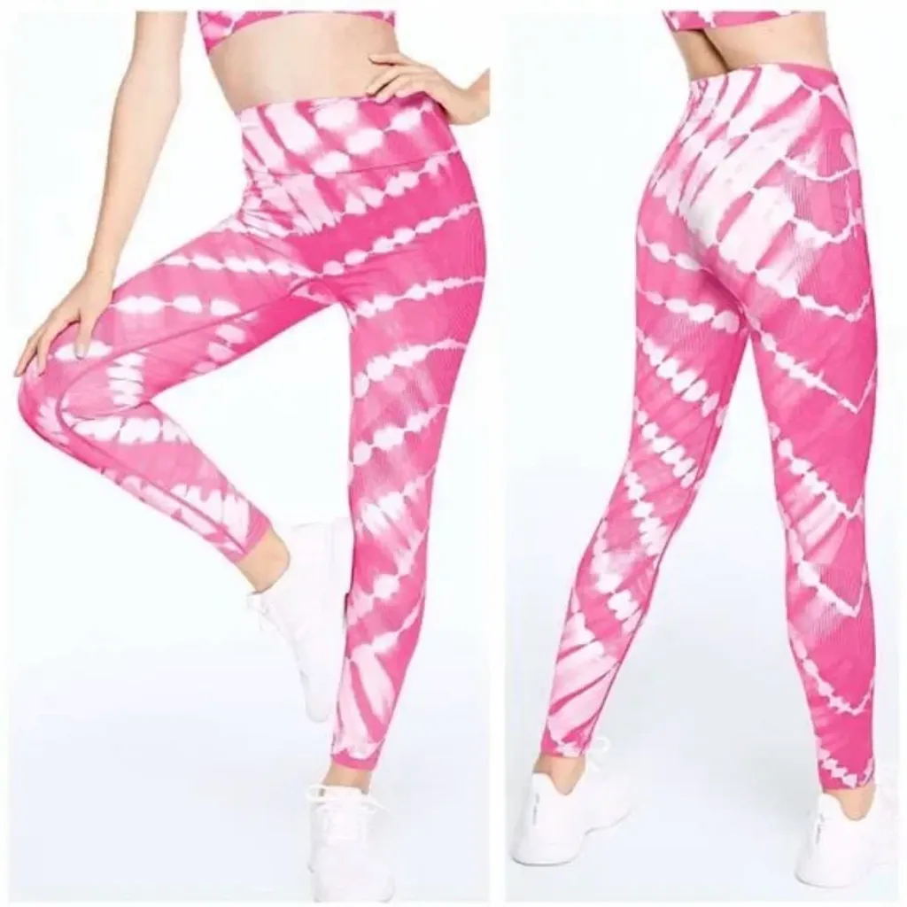 VS VICTORIAS SECRET PINK SEAMLESS WORKOUT PANT TIGHT LEGGING SWEAT TIE DYE Small - Image 2