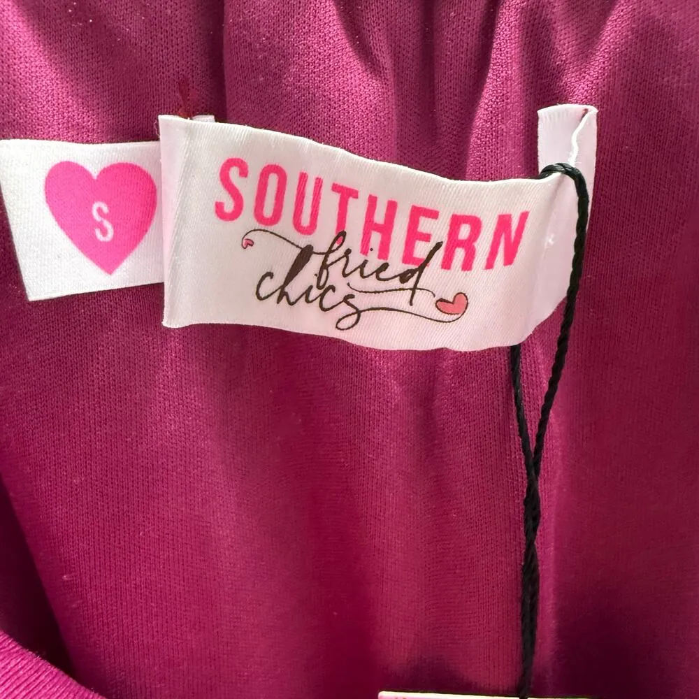 Southern Fried Chics Boutique Sequined Off Shoulder Dress Size S Fringe Burgundy Gold - Image 5