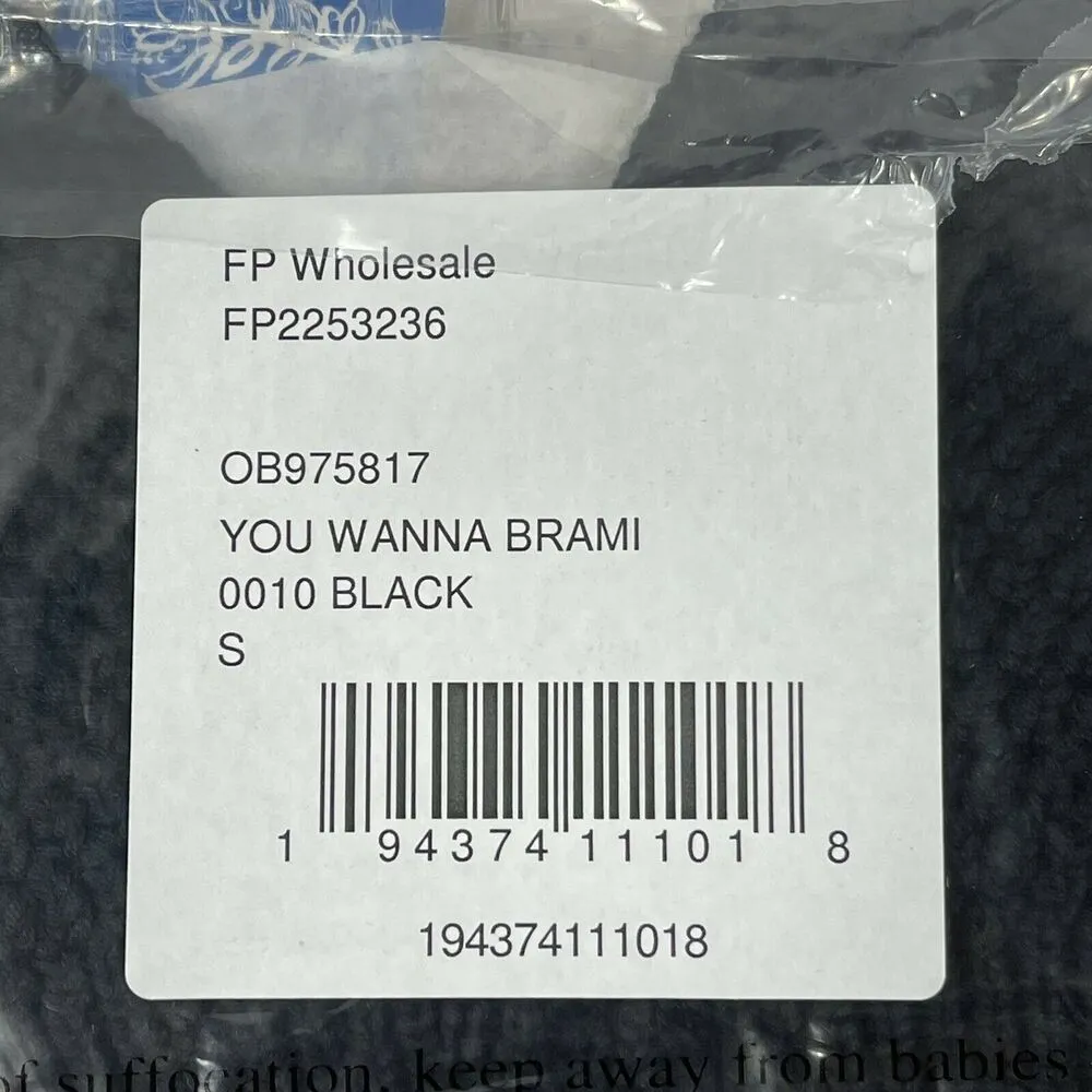 Free People Intimately Crochet Bralette Small You Wanna Brami V-Neck Black Boho - Image 8