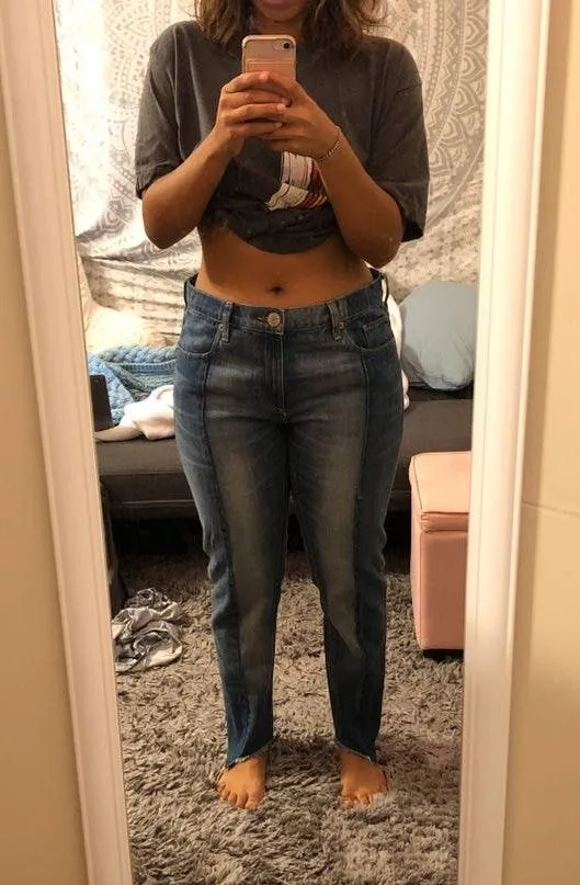 EXPRESS Raw Hem Two Tone Jeans  - Image 2