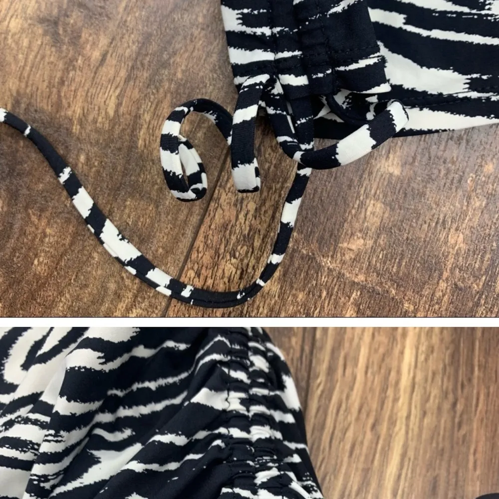 Assets Spanx Zebra Ruched Sides Push Up Tankini Black Size M - Image 5