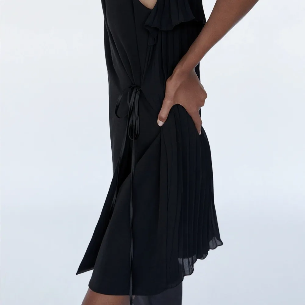 Zara COMBINED PLEATED WRAP BLAZER DRESS BLACK Size S NEW - Image 3