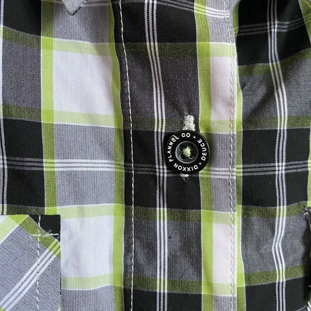 Women’s Dixxon Flannel Company Bamboo Duece Shirt Button Black Green Size Small - Image 4