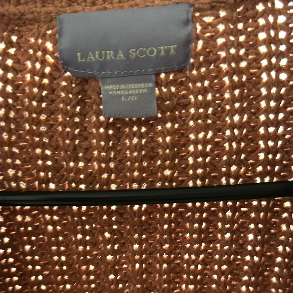 Laura Scott Cable Knit Cardigan Sweater Size Large - Image 3