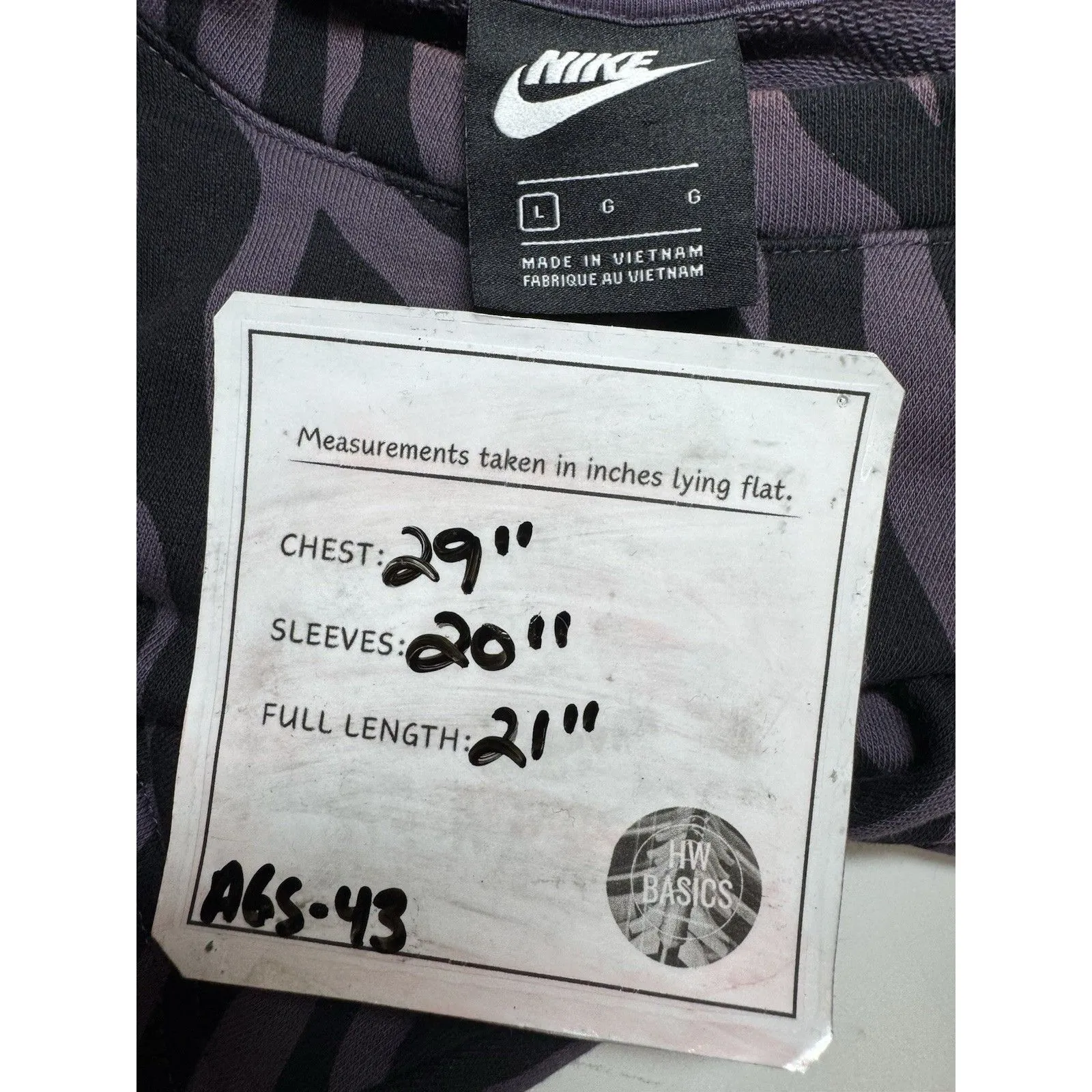 Nike Women's Sports Icon Clash Animal Print Crewneck Sweatshirt LARGE PURPLE-BLK - Image 12