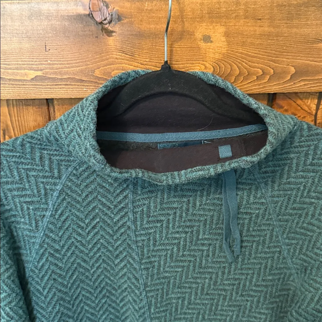 Prana Mattea Herringbone Asymmetrical Teal Wool Sweater Size S - Image 2