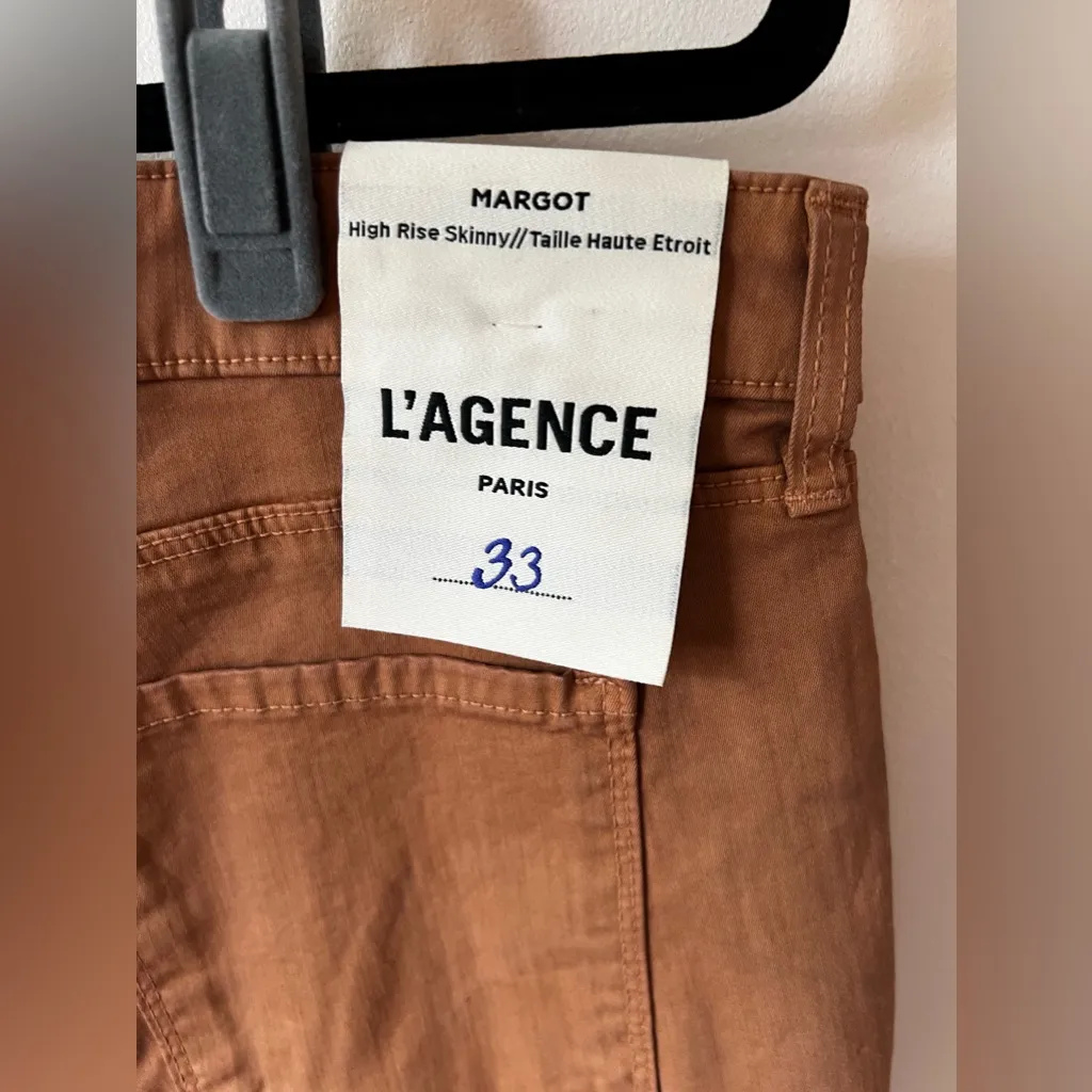 L’AGENCE Women’s NWT Margot High Rise Skinny‎ Brown Denim Pants Size 33 - Image 3