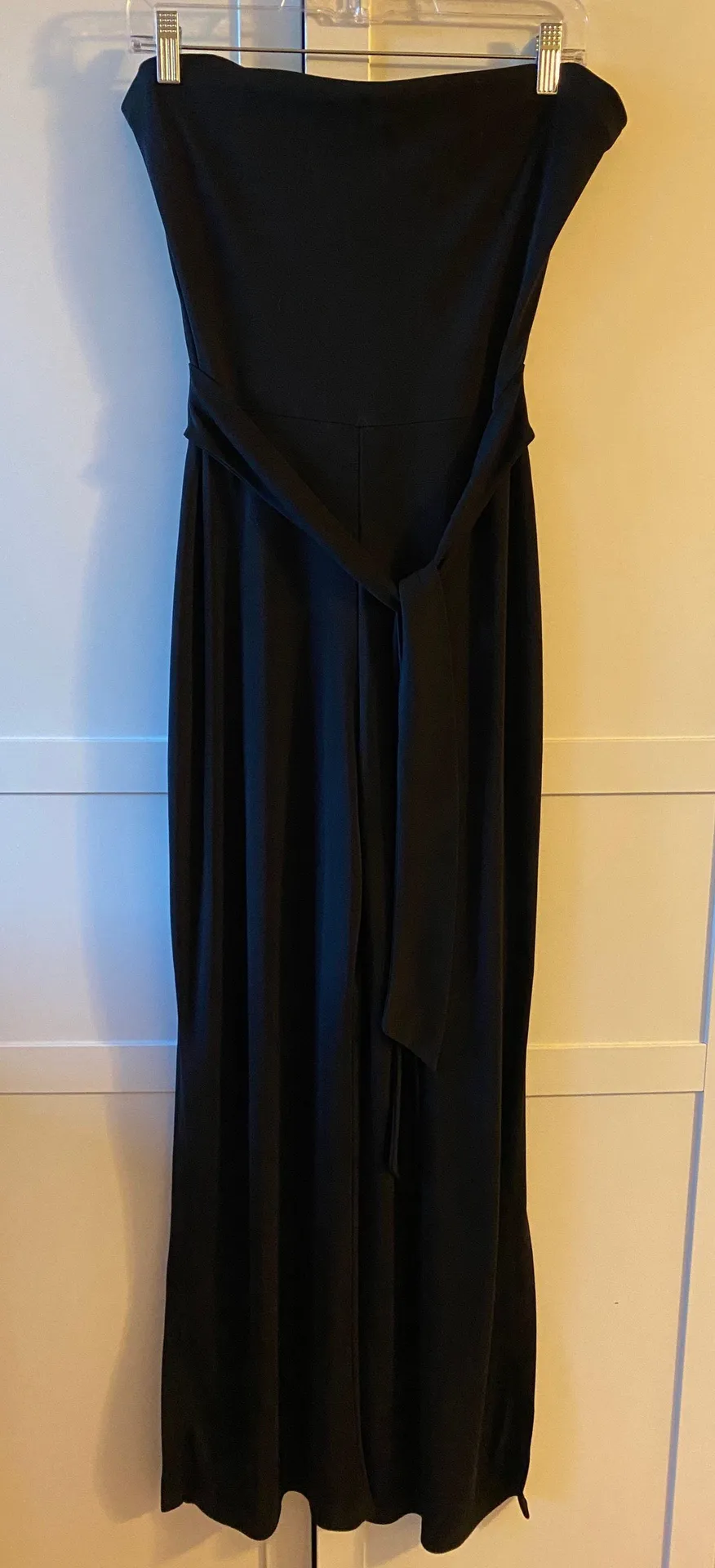 Black Strapless Tie Belt Jumpsuit - Image 4