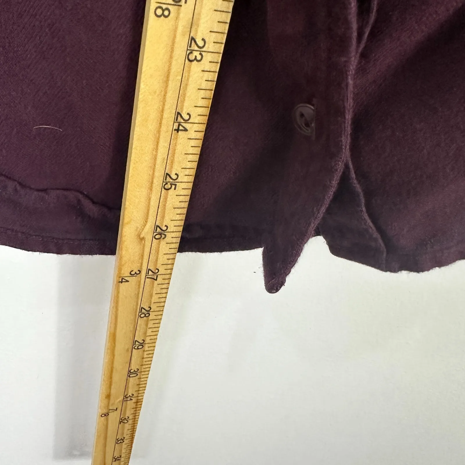 Athleta Button Down Shirt Women's XXS‎ Burgundy Heat Tech Flannel Preppy Grunge - Image 7