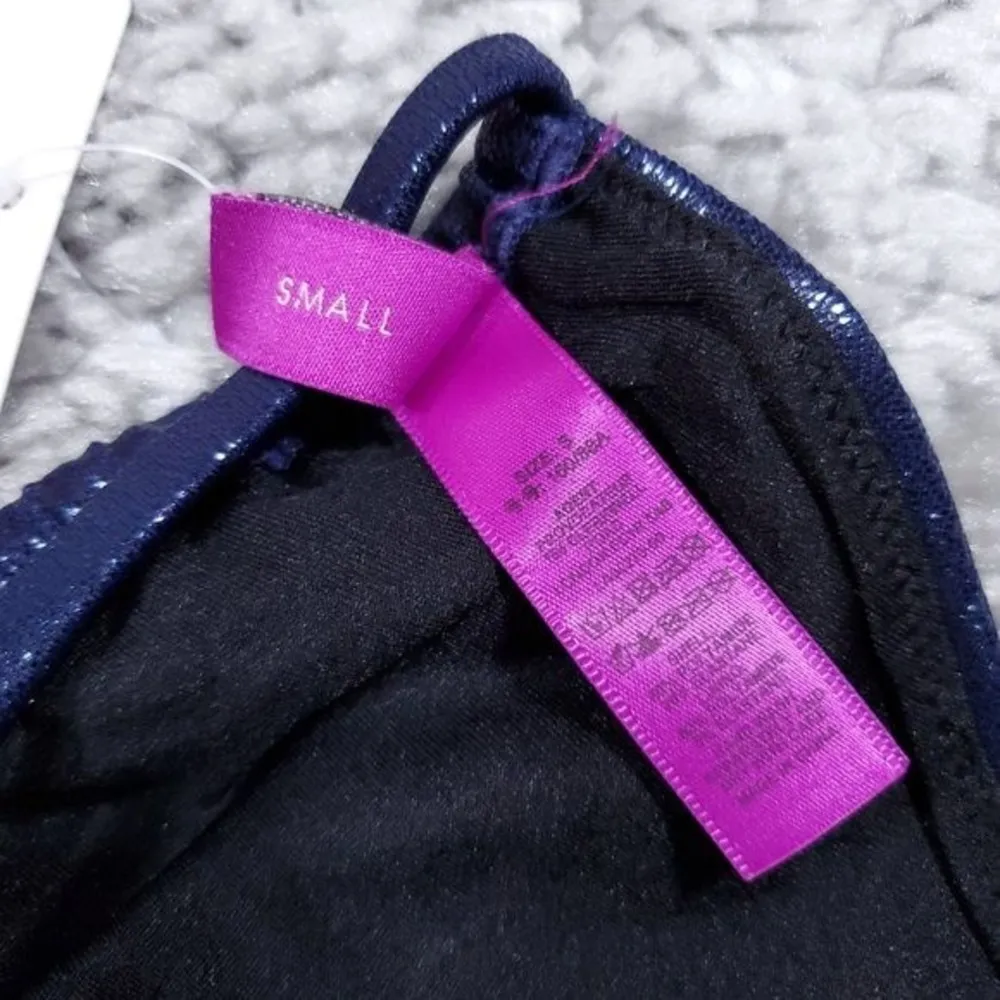 L'Agent by Agent Provocateur Sevilla Bikini Top Glitter Metallic Navy Small NWT - Image 10