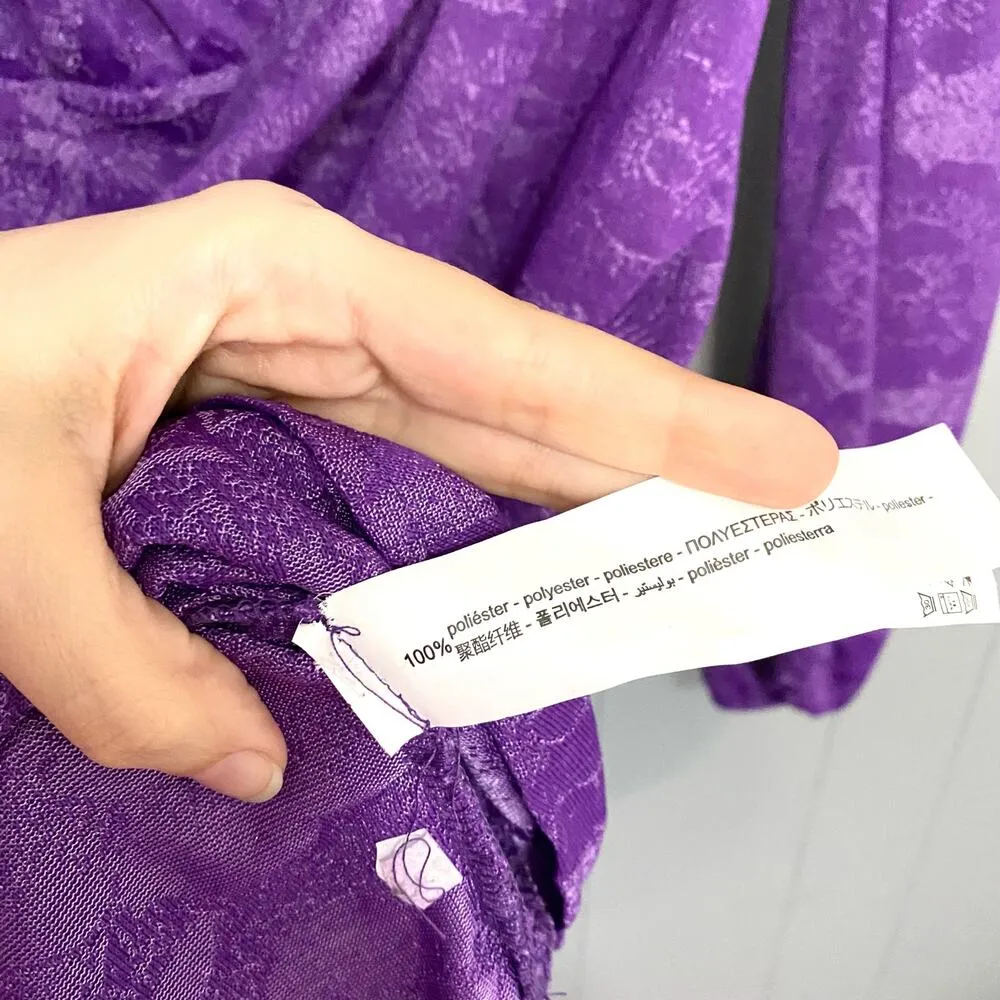 Zara Blogger Favorite Purple Floral  Short Wrap Front Long Sleeve Dress S - Image 4