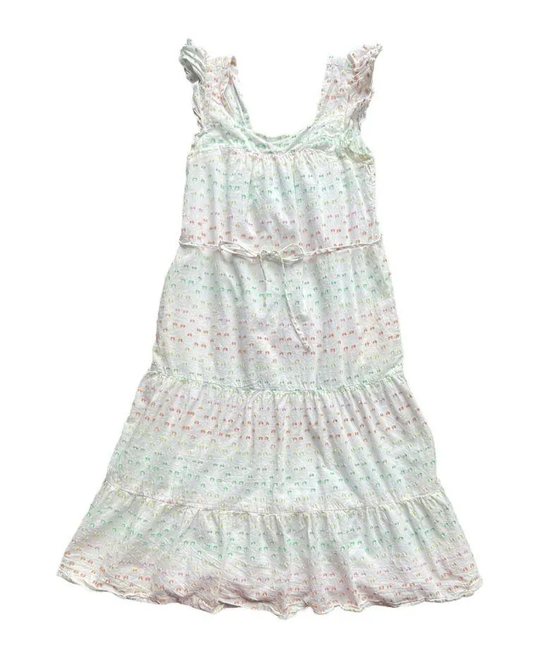 Draper James RSVP Rainbow Embroidered Flutter Sleeve Sun Dress XS White - Image 6